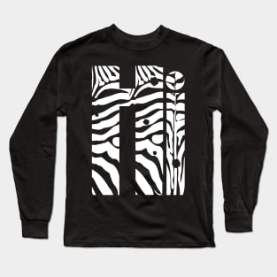 "Hi" Slogan - Zebra Stripes White & Black Stylish Trendy Pattern Long Sleeve T-Shirt